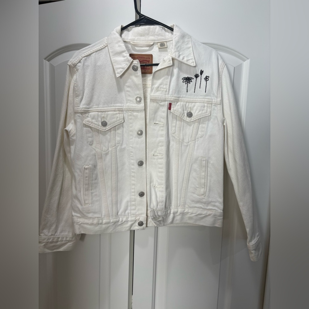 LEVI’S - Women's White Denim Jacket - Ex-Boyfriend Trucker - Picture 2 of 4